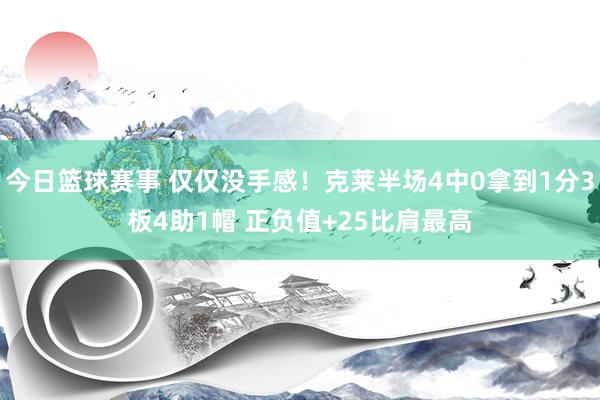 今日篮球赛事 仅仅没手感！克莱半场4中0拿到1分3板4助1帽 正负值+25比肩最高