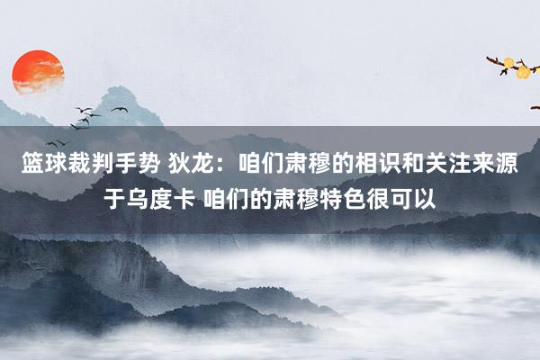 篮球裁判手势 狄龙：咱们肃穆的相识和关注来源于乌度卡 咱们的肃穆特色很可以