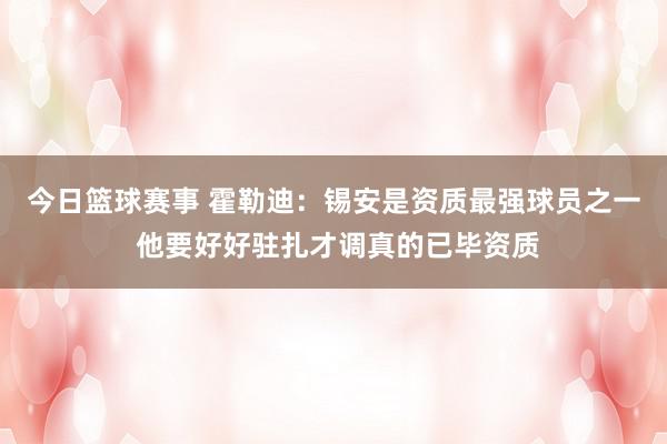 今日篮球赛事 霍勒迪：锡安是资质最强球员之一 他要好好驻扎才调真的已毕资质