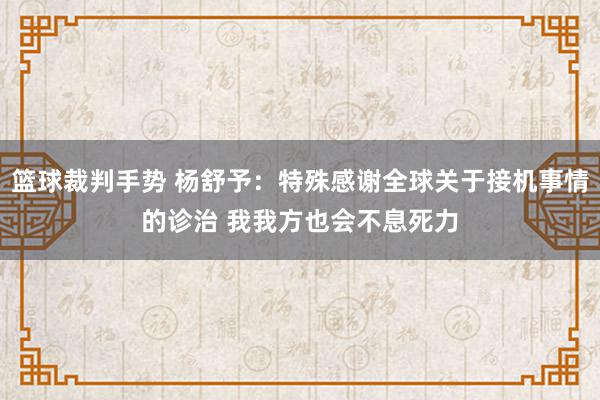 篮球裁判手势 杨舒予：特殊感谢全球关于接机事情的诊治 我我方也会不息死力