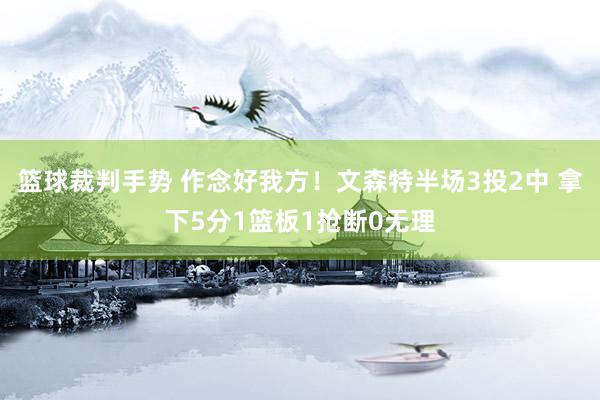 篮球裁判手势 作念好我方！文森特半场3投2中 拿下5分1篮板1抢断0无理